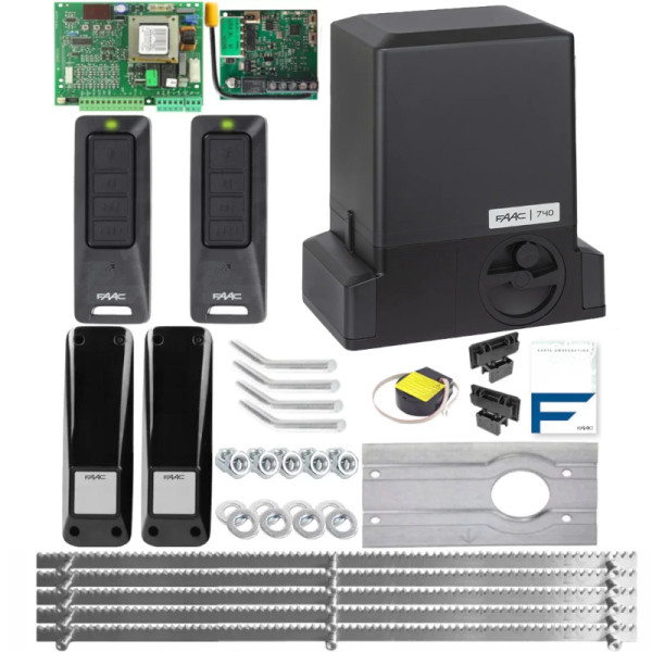 FAAC 740 - zestaw do bramy przesuwnej do 500 kg | 2 Piloty | Listwa zębata